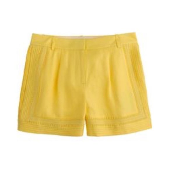 J. Crew Linen Lace-trim Shorts in Bright Yellow